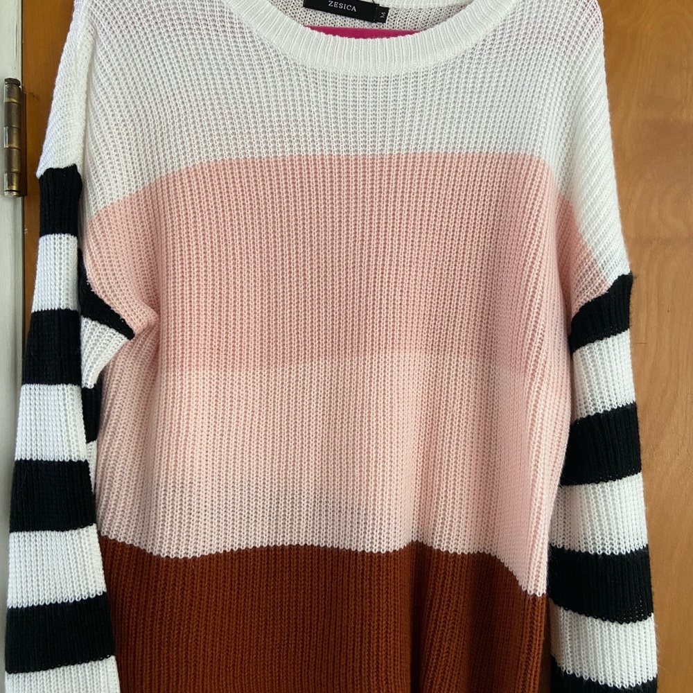 Zesica Women's Striped Color Block Sweater